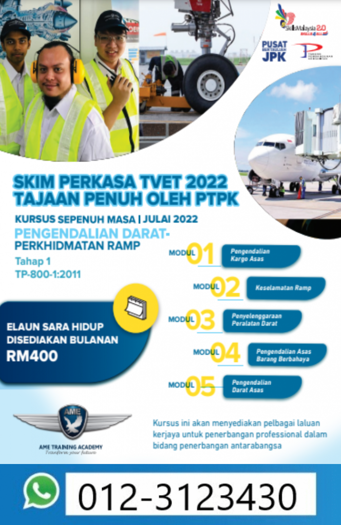 Kursus Kemahiran Percuma 2022 - Aircraft Ground Handling