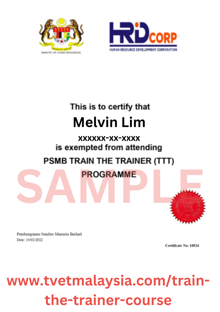 Train The Trainer Course - HRDCorp TTT Exemption