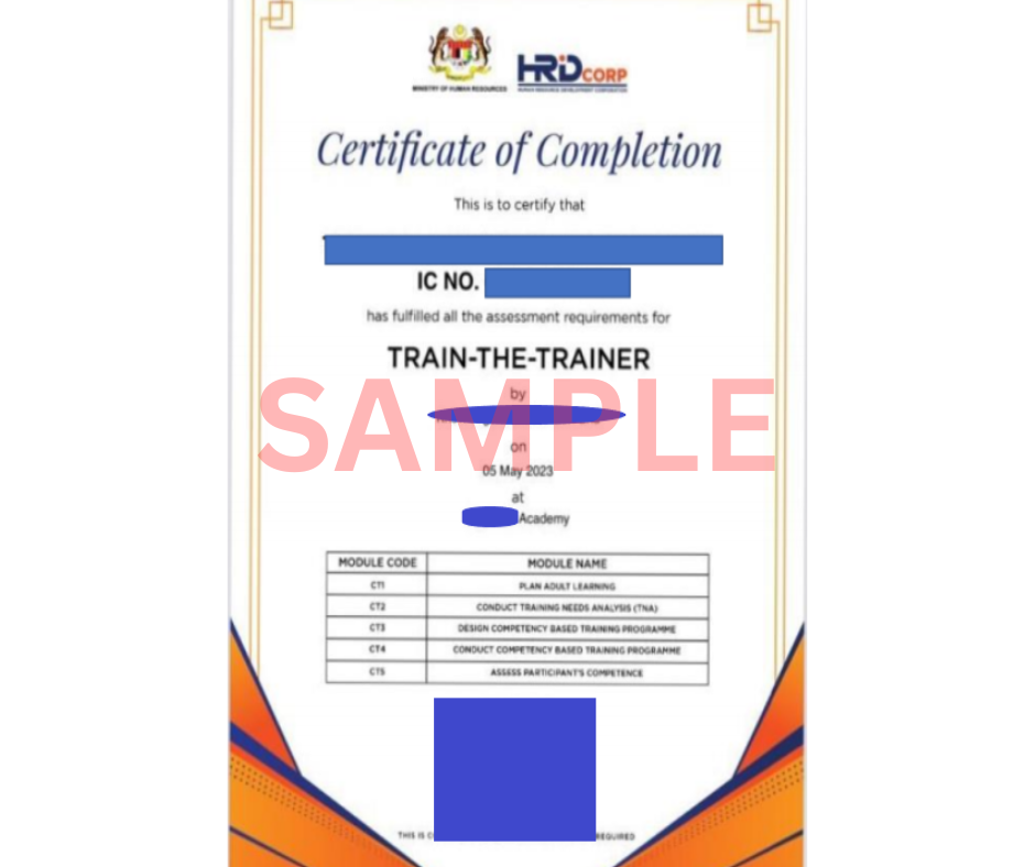 Trainer Certificate - HRDC-TTT